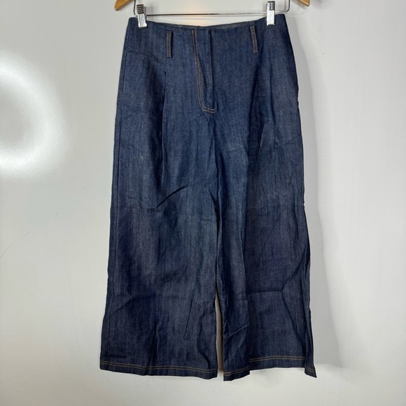 Pink Tartan Wide Leg Cropped Jeans Size 0 - Picture 1 of 5